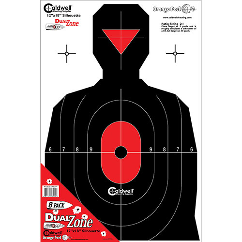 Die Caldwell® Silhouette Flake Off Targets sind ideal, um deine defensive Schiessfähigkeiten zu verbessern, mit hoher Sichtbarkeit und 2:1 Grössenverhältnis.