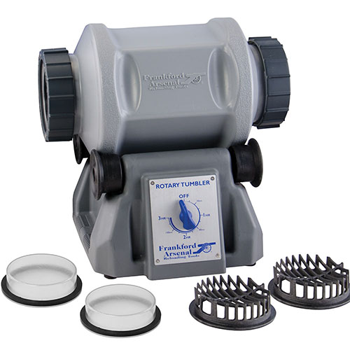 Der Frankford Arsenal Platinum Series Rotary Tumbler 7L reinigt dein Brass schneller und gründlicher mit Edelstahl-Medien, hat einen 7-Liter-Tank und einen Timer.