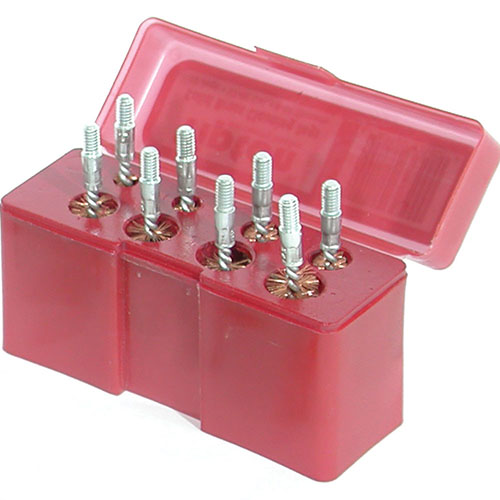 Das Tipton 8-teilige Bronze-Borsten-Handfeuerwaffen-Bürstenset bietet kaliberspezifische Bürsten in einer robusten Box, ideal für die Reinigung deiner Pistole.