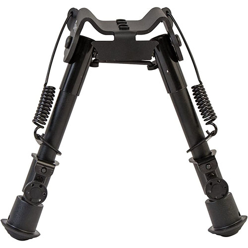 Améliore ta précision avec le bipied Caldwell Accumax 6”-9” : jambes en fibre de carbone déployables rapidement, pieds en caoutchouc et réglages faciles.