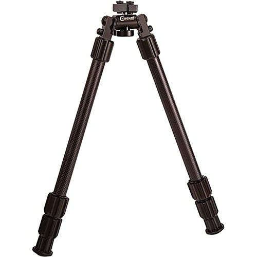 Il bipiede Caldwell Accumax in fibra di carbonio è leggero (13 oz) e resistente, con piedi in gomma antiscivolo e regolazione rapida della lunghezza delle gambe.