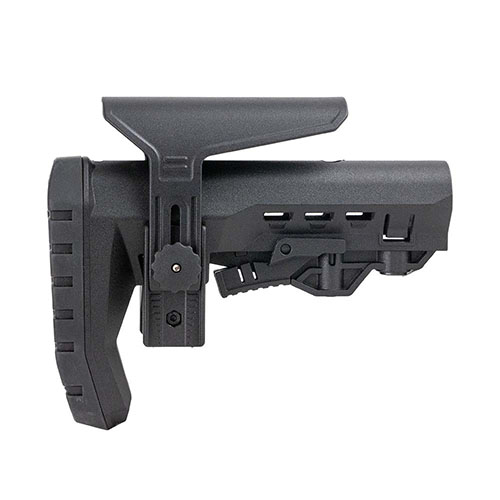 Der Breacher Adjustable AR-15 Mil-Spec Stock bietet anpassbare Länge, ergonomisches Design, QD Sling-Montagen und ein geringes Gewicht für optimale Schiessperformance.