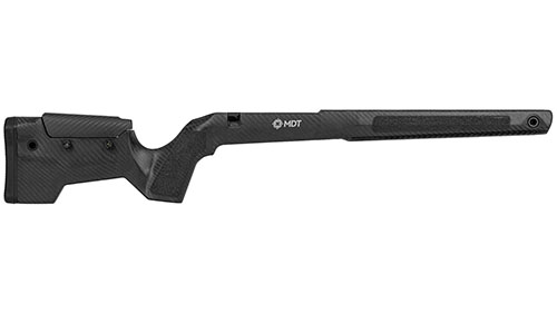 Le MDT CRBN est un chassis ultra léger en carbone, offrant stabilité, absorption des vibrations et options de montage flexibles pour des tirs précis et confortables.