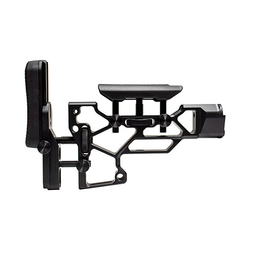 Die MDT Skeleton Rifle Stock, V5 Short bietet werkzeuglose Anpassungen für maximalen Komfort und Leistung, perfekt für TAC21, LSS-XL und HS3 Chassises.