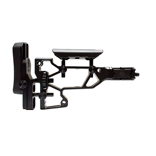 L'MDT Folding Rifle Stock offre una regolazione senza attrezzi per il massimo comfort e prestazioni, con adattamenti per il cheek riser e il buttpad, ideale per ACC e ESS.