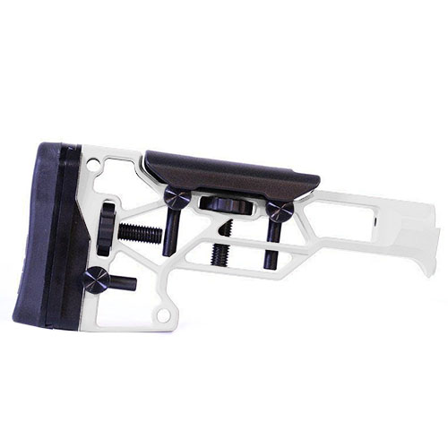 L'MDT Skeleton Rifle Stock V5 offre regolazioni senza attrezzi per un comfort ottimale, adattandosi perfettamente a TAC21, LSS-XL e HS3 per prestazioni superiori.