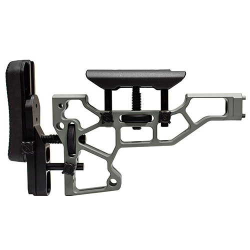 Der MDT Skeleton Rifle Stock ermöglicht werkzeuglose Anpassungen für optimalen Komfort und Leistung, passend für ACC und ESS Chassis (XTN-Schnittstelle).