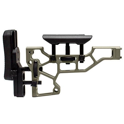 La regolazione senza attrezzi del MDT Skeleton Rifle Stock migliora il comfort e le prestazioni del tiratore, garantendo una vestibilità perfetta per le posizioni di tiro.