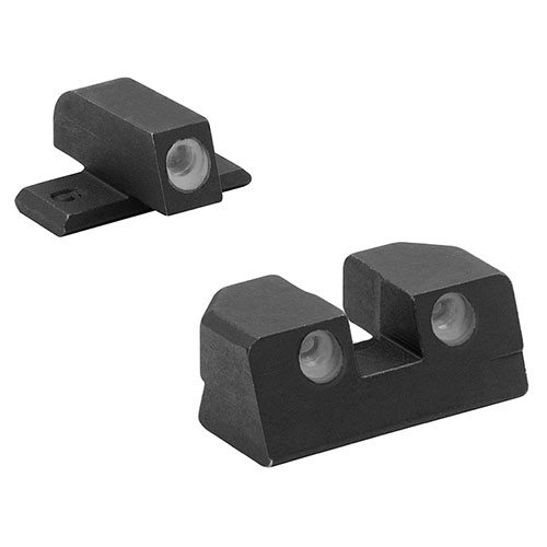 Die Tru-Dot FIXED PISTOL SET SIG Sights bieten dir eine verbesserte Zielgenauigkeit bei Tag und Nacht mit selbstleuchtenden Tritium-Punkten für optimale Sichtbarkeit.