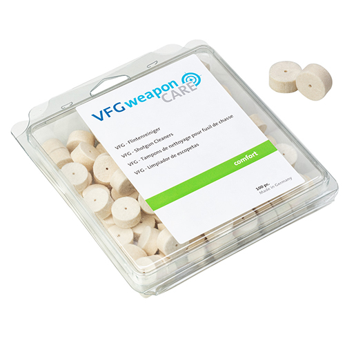 I pulitori di canna VFG COMFORT per cal. 20 sono ideali per sporco leggero e per oliatura, con 100 pezzi per una pulizia efficace e comoda.