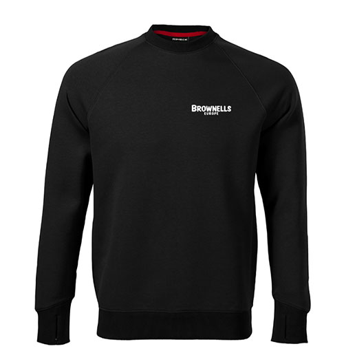 La felpa unisex Brownells Europe offre un taglio dritto, maniche raglan per libertà di movimento, e polsini con foro per il pollice per calore e comfort.