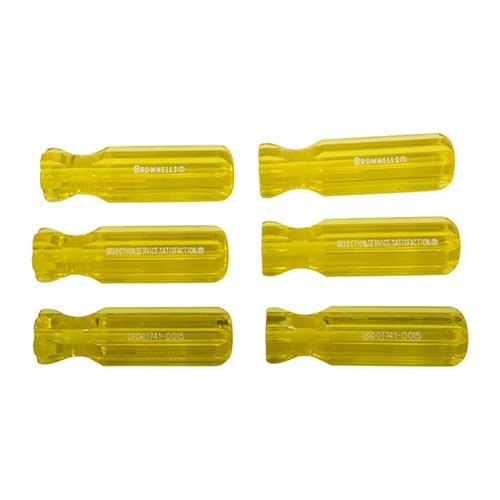 Manici in plastica modellati, pronti per essere montati su strumenti. Resistenti e precisi, disponibili in giallo chiaro o nero, ideali per attrezzi vari.