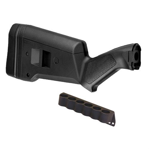 Das REMINGTON 870 SGA Buttstock mit 6-RD Shell Holder bietet ergonomischen Komfort, anpassbare Länge und schnelles Nachladen für deine taktischen Anforderungen.