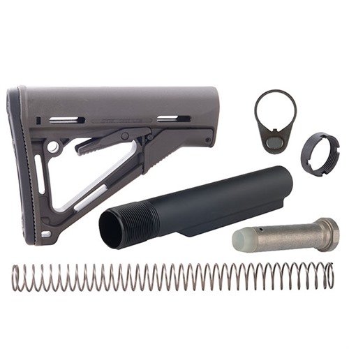 Il kit Brownells include il calcio Magpul CTR, tubo di buffer Mil-Spec e accessori per un'installazione facile, garantendo un'ottima regolazione e comfort.