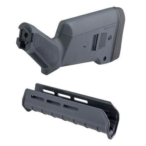 Il kit MOSSBERG 500 SGA Buttstock & M-LOK Forend offre adattabilità e personalizzazione per fucili a pompa 12 gauge, con accessori M-LOK opzionali.