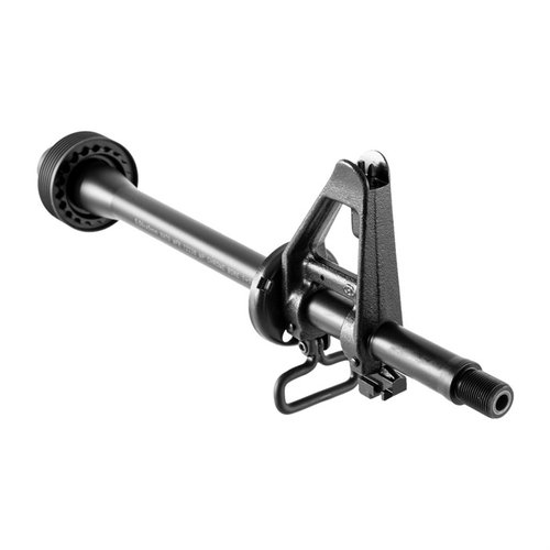 Il Brownells A1 Carbine Barrel Assembly offre un design autentico, acciaio 4150, finitura QPQ, camera 5.56 NATO e tutto il necessario per il tuo progetto Retro AR-15.