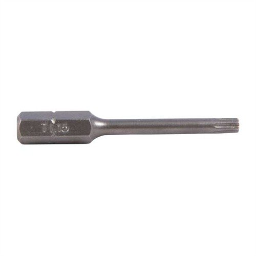 I bit MAGNA-TIP® See-Thru T-15 Torx di Brownells offrono un design extra-lungo per accedere facilmente alle viti dei supporti per ottiche senza rimuovere l'ottica.