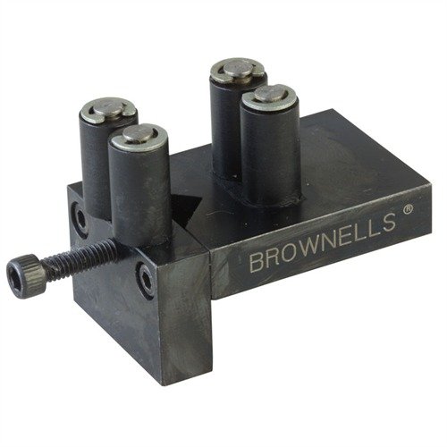 Il SCREW SLOT FIXTURE di BROWNELLS consente di tagliare slot per viti perfettamente centrati, semplificando l'adattamento di nuove viti e riparazioni.