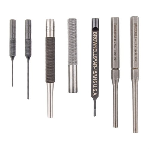 Le kit de 7 pièces AR-15 LOWER PUNCH SET te permet de retirer les goupilles sans abîmer la finition de ton arme, avec des outils adaptés pour chaque tâche.