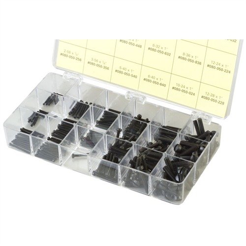 Con il FILLISTER HEAD SCREW KIT di BROWNELLS, avrai a disposizione 240 viti di diverse misure, pronte per ogni lavoro, risparmiando tempo e denaro.