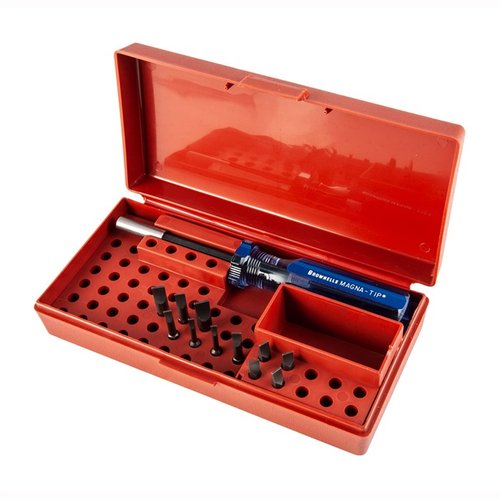 I set di cacciaviti Brownells Standard Magna-Tip® offrono una selezione completa di bit intercambiabili, design ergonomico e costruzione durevole per una manutenzione precisa.