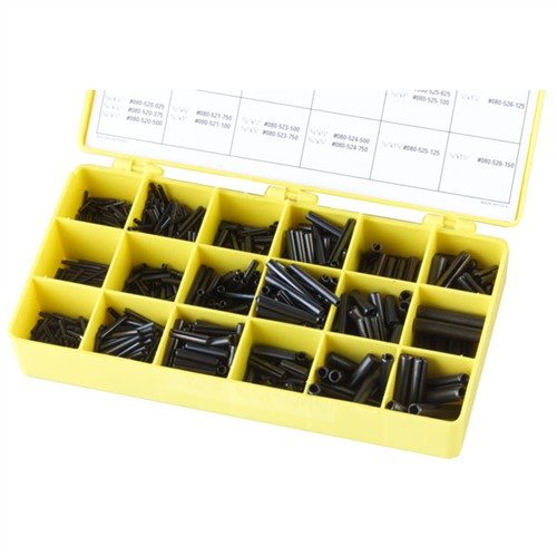 Il BLACK ROLL PIN KIT offre 850 pin in acciaio nero di vari diametri, facili da usare e ideali per armi e lavori in officina senza vibrazioni.