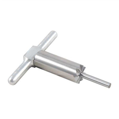 Il cutter per faccia a 90° in acciaio temprato permette di rifinire e riparare i musetti di fucili e pistole, con manico e pilota intercambiabili in una pratica scatola.