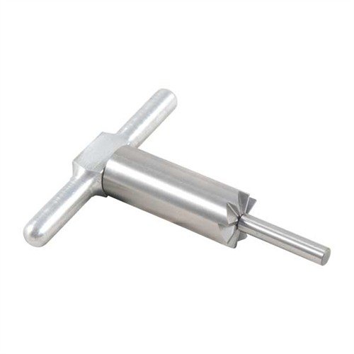 Le cutter à face de 90° en acier trempé permet de redresser et de réparer les bords de la bouche de ton arme, avec un pilote interchangeable pour plusieurs calibres.