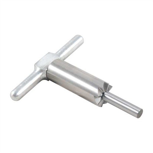 Il cutter per faccia di 90° in acciaio temprato consente di squadrere e riparare i muzzles di fucili e pistole, con manico e pilota intercambiabili per vari calibri.