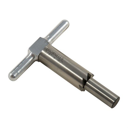 Der 90° MUZZLE FACING CUTTER aus gehärtetem Stahl hilft dir, Mündungen präzise zu begradigen und Schäden zu reparieren – inklusive Handgriff und Pilot!