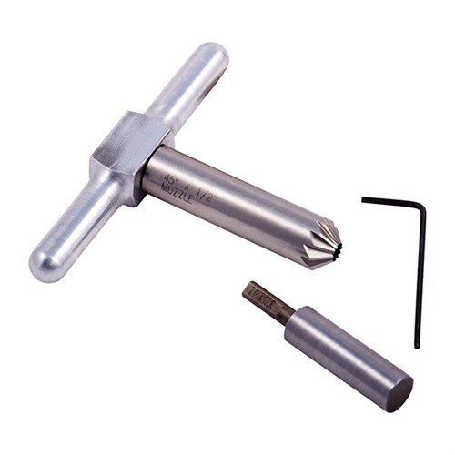 Der 45° Chamfer Cutter bricht scharfe Kanten an Mündungen und Zylindern, sorgt für einen sauberen Geschossausgang und schnellere Nachladezeiten.