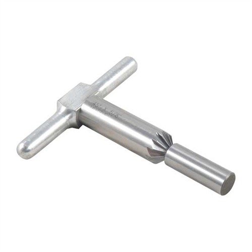 Mit dem 45° Chamfering Cutter kannst du scharfe Kanten an Mündungen und Zylindern brechen, um schnelle Nachladevorgänge zu ermöglichen. Inklusive Handgriff und Pilot.