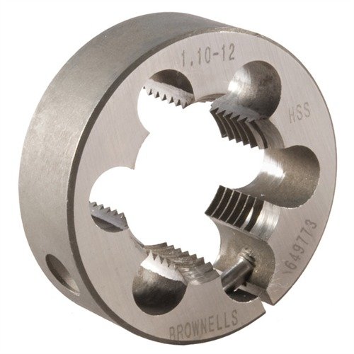 I dadi per canna/ricevitore Brownells puliscono e riparano i filetti danneggiati, facilitando l'installazione rapida di canne pre-filettate senza tornio.