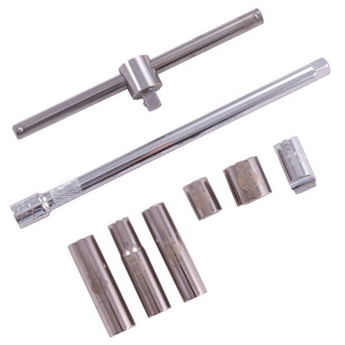 Il set completo STOCK TAKEDOWN offre gli strumenti ideali per rimuovere bulloni e dadi, con socket a parete sottile e un drag-link per un'installazione facile.