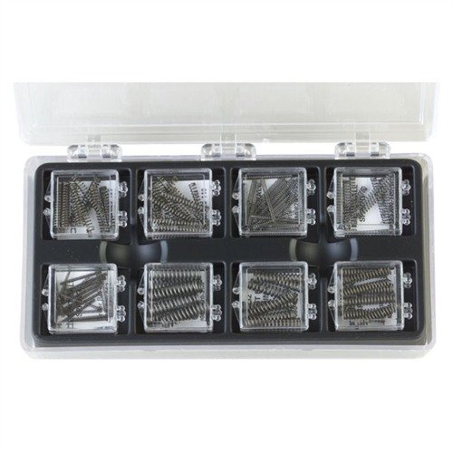 Mit dem DETENT BALL SPRING KIT von BROWNELLS hast du immer die richtigen Federn zur Hand. 20 Stück von 8 Grössen, doppelt nutzbar und aus gehärtetem Stahl!