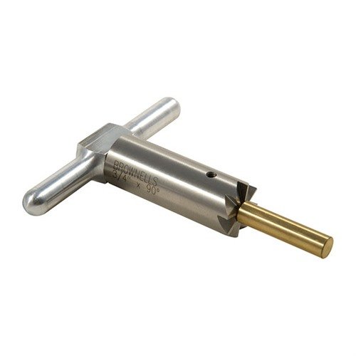 Le cutter à face de 90° en acier dur te permet de redresser et réparer les bouches de fusil et de pistolet, avec un pilote interchangeable pour plusieurs calibres.