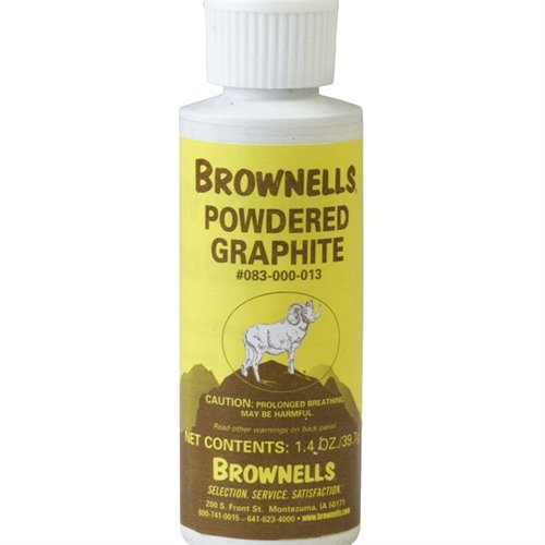 Le graphite en poudre de Brownells lubrifie et réduit l'usure sans collecter de contaminants, idéal pour les armes, les moulinets et d'autres applications.