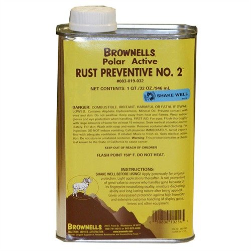 RUST PREVENTIVE No. 2™ neutralizza le impronte, disloca l'umidità e previene la ruggine, offrendo una protezione invisibile e duratura per armi e attrezzature.