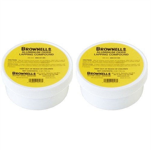 I composti di lappatura Brownells con ossido di alluminio #600 e #800 offrono una finitura liscia e una pulizia facile grazie alla base solubile in acqua.