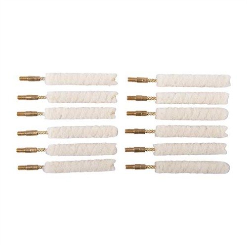 Die WOOL BORE MOPS aus reiner Wolle halten viel Bore Cleaner oder Öl, passen sich gut an die Züge an und zerkratzen nicht das Rohr dank des Messing-Schafts.