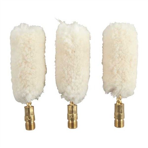 I Wool Bore Mops in pura lana vergine sono ideali per la pulizia delle armi, rivestendo a fondo la canna senza graffiare grazie al loro supporto in ottone.