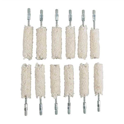 Le COTTON BORE MOPS in cotone assorbono solventi e oli, rimuovendo efficacemente i residui, ideali per applicare Brownells Moly Bore Paste o J-B® Compound.