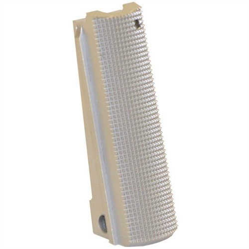 Der FLAT Mainspring Housing für die 1911 bietet hervorragenden Grip mit 25 lpi Checkering, ist perfekt für Wettkämpfe und schützt deine Hände und Kleidung.