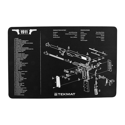 Die TEK MAT Pistol Gun Mat schützt deine Waffe beim Reinigen und Reparieren, hat ein detailliertes Diagramm und eine rutschfeste Unterlage für Stabilität.