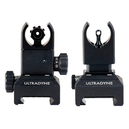 Das C4 Folding Front- und Rear Sight Combo von Ultradyne bietet eine präzise Sicht mit Dynalign-Technologie, robustem Material und einfacher Anpassung auf Picatinny-Schienen.