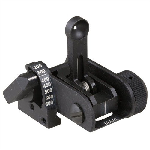 Der MATECH AR-15 USGI Backup Iron Rear Sight bietet schnelle Einsatzbereitschaft, präzise Einstellung bis 600 Meter und robuste Stahlkonstruktion für Zuverlässigkeit.