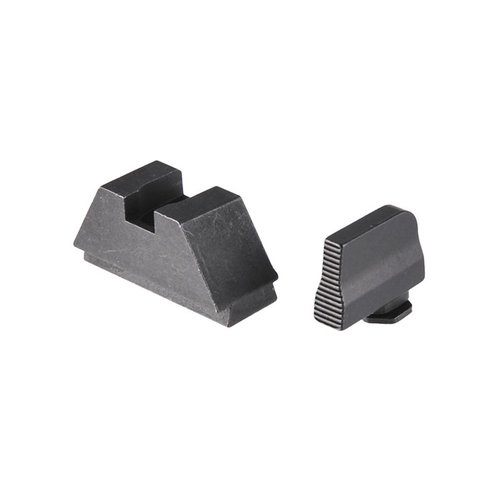 Die SUPPRESSOR SIGHT SET von AMERIGLO bietet eine klare Sicht mit serrierter Vorderseite, ideal für Suppressed Glocks oder RMR Slides, aus gehärtetem Stahl.