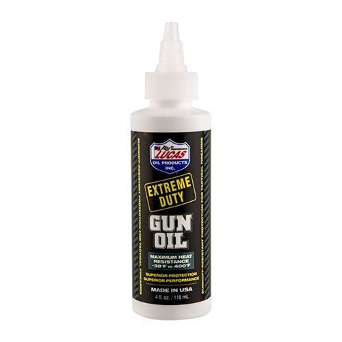 Lucas Extreme Duty Gun Oil bietet hervorragenden Schutz vor Rost, Verschleiss und Feuchtigkeit, ideal für alle Arten von Feuerwaffen und extremen Bedingungen.