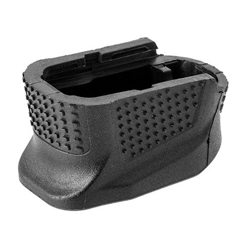 L'Enhanced Magazine Plate per Glock® 42 +2 aumenta la capacità di 2 colpi, migliora il controllo e facilita il cambio dei caricatori con una superficie di presa estesa.