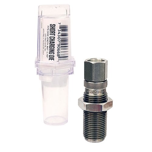 Le Lee Rifle Charging Die charge les cartouches de petit volume avec l'Auto Disk Powder Measure, idéal pour les calibres 22 à .308 sans élargir l'embouchure.